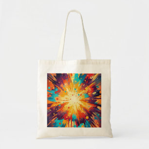 Cosmic Burst Abstract Splatter Art Tote Bag