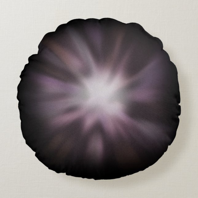 Cosmic Burst - Space Explosion on Black Round Cushion (Front)