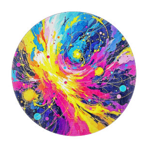 Cosmic Burst: Vibrant Splatter Art Cutting Board