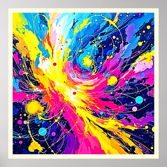 Cosmic Burst: Vibrant Splatter Art Poster (Front)