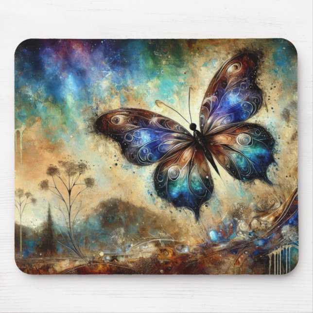 Cosmic Butterfly Fantasy Artwork Mouse Pad (Front)