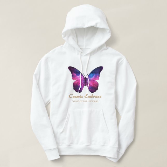 Cosmic Butterfly Galaxy Wings Hoodie (Design Front)