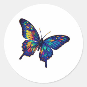 Cosmic Butterfly sticker– Vibrant Galaxy Art  Classic Round Sticker