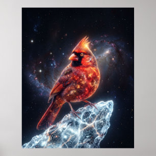 Cosmic Cardinal Frozen Comet Space Art Poster