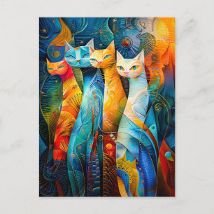 Cosmic Cat Art with Stellar Background Postcard