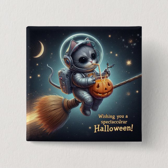 Cosmic Cat Astronaut: Magic and Space Adventure  15 Cm Square Badge (Front)