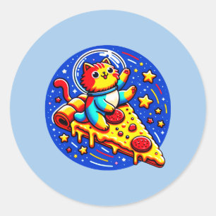 Cosmic Cat Astronaut - Pizza Galaxy Adventure Classic Round Sticker
