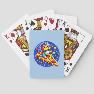 Cosmic Cat Astronaut - Pizza Galaxy Adventure Playing Cards