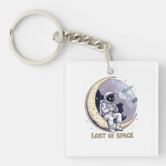 Cosmic Cat Contemplation Key Ring
