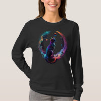 Cosmic Cat Cool Colourful Crescent Moon and Clouds