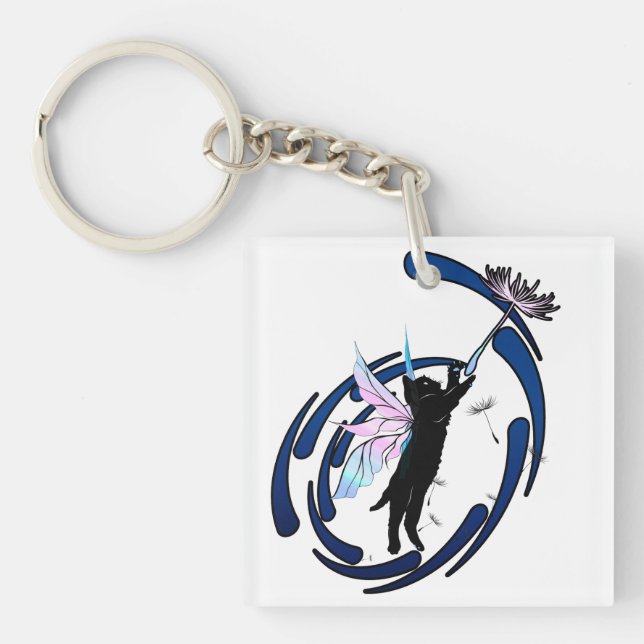 Cosmic Cat Dandelion Key Ring (Front)