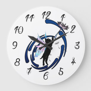 Cosmic Cat Dandelion Large Clock