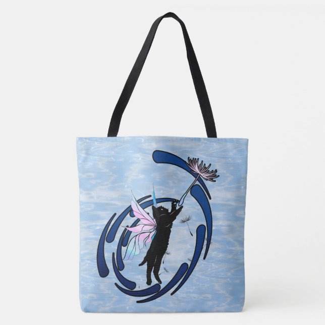Cosmic Cat Dandelion Tote Bag (Front)