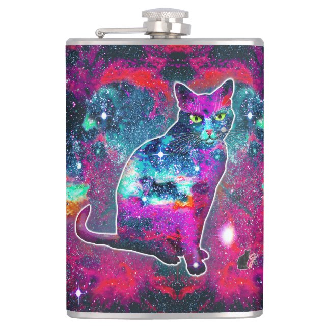 Cosmic Cat Delta Hip Flask (Front)