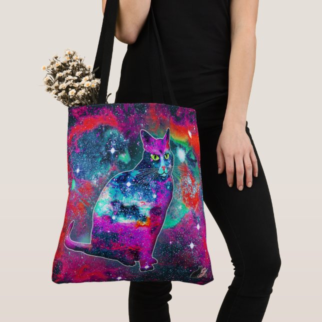 Cosmic Cat Delta Tote Bag (Close Up)
