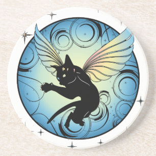 Cosmic Cat Moon and Stars Coaster