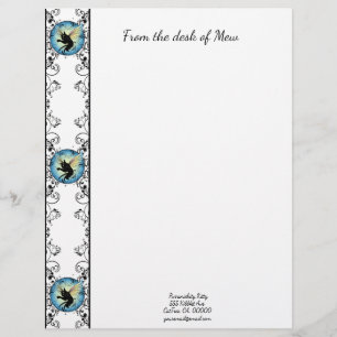 Cosmic Cat Moon and Stars Custom Letterhead