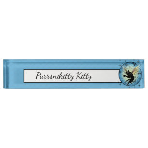 Cosmic Cat Moon and Stars Nameplate