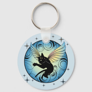 Cosmic Cat Moon Key Ring