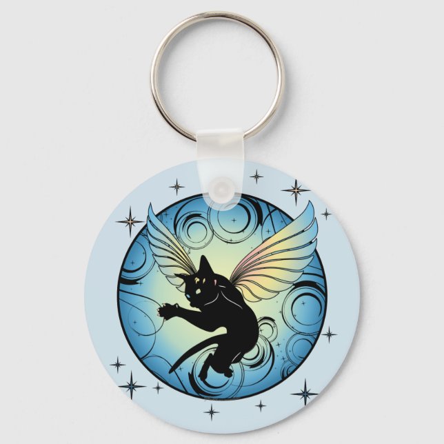 Cosmic Cat Moon Key Ring (Front)