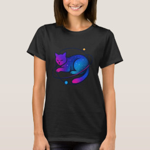 Cosmic Cat Nap with Star Trails for ns and Adult F T-Shirt