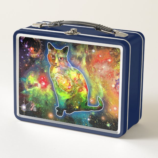 Cosmic Cat Omicron Metal Lunchbox (Front)