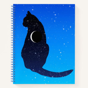Cosmic Cat on a Starry Sky Background Notebook