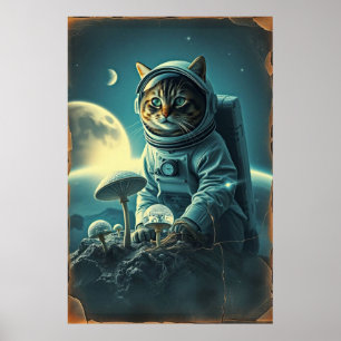 Cosmic Cat on Disco MuShrooms Poster