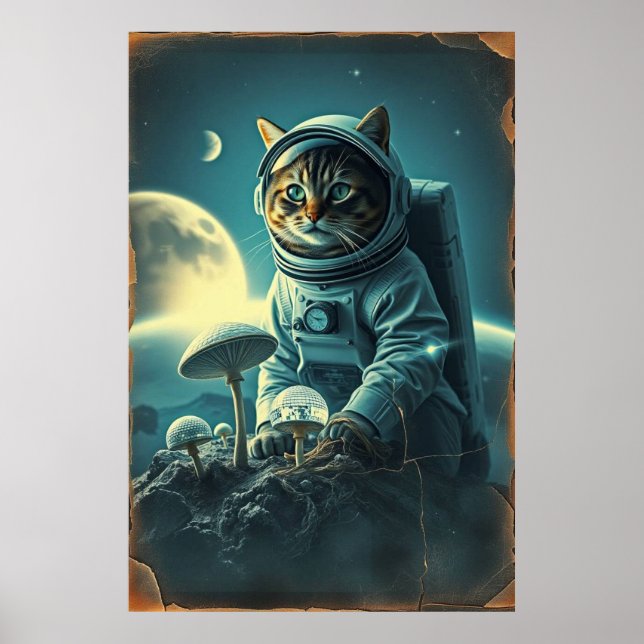 Cosmic Cat on Disco MuShrooms Poster (Front)
