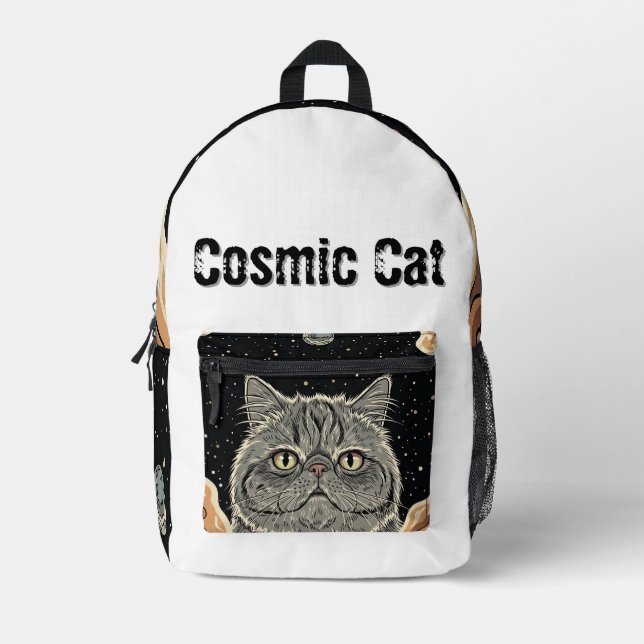 Cosmic Cat Printed Backpack (Front)