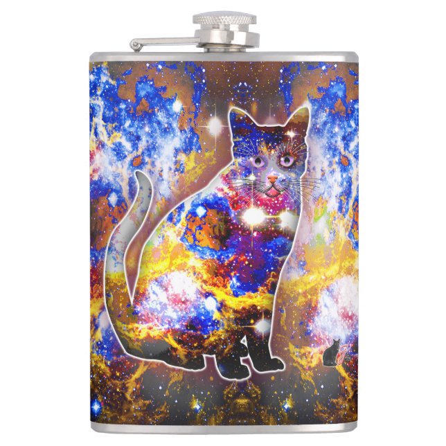 Cosmic Cat Psi Hip Flask (Front)