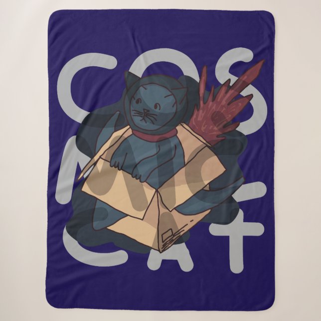 Cosmic Cat Sherpa Blanket (Front)