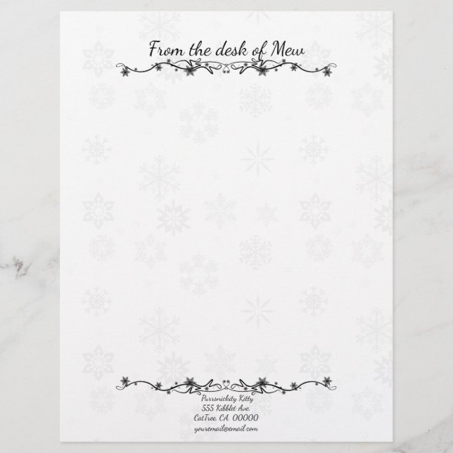 Cosmic Cat Snowflake Custom Letterhead (Front)