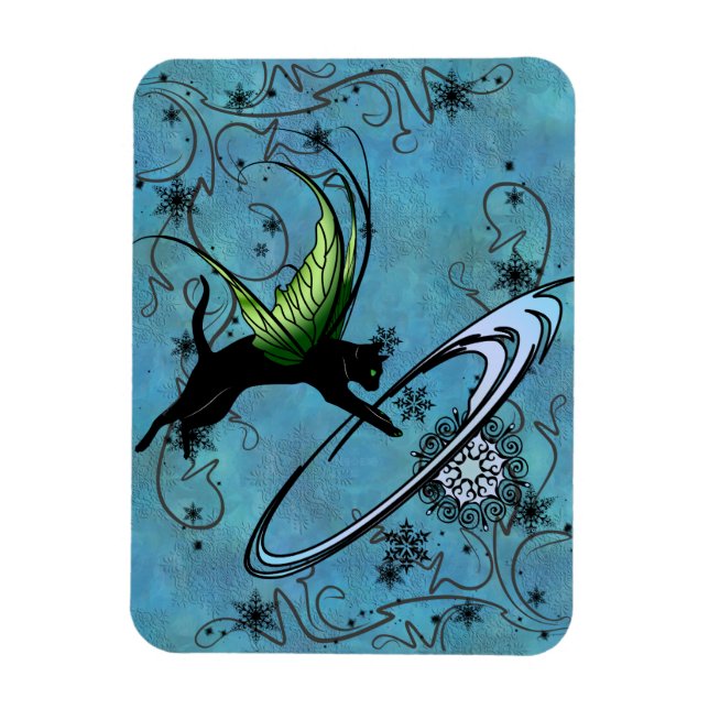 Cosmic Cat Snowflake Magnet (Vertical)