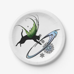 Cosmic Cat Snowflake Paper Plate