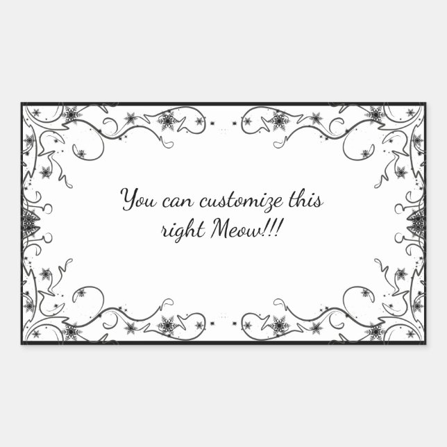 Cosmic Cat Snowflake Rectangular Sticker (Front)