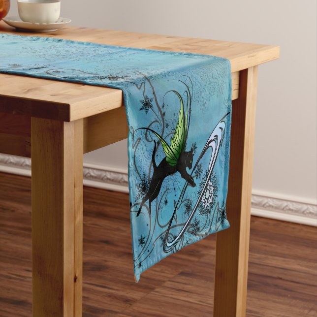 Cosmic Cat Snowflake Short Table Runner (In Situ)