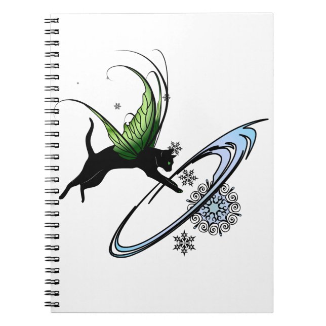 Cosmic Cat Snowflake Spiral Notebook (Front)