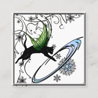 Cosmic Cat Snowflake Square Business Card
