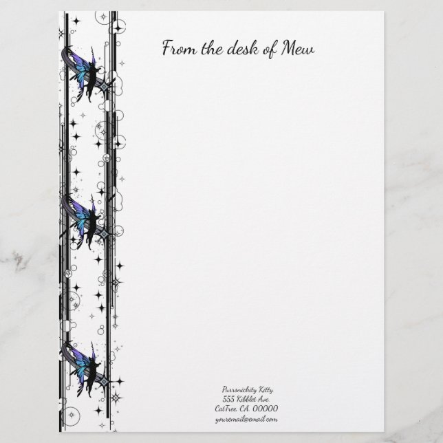 Cosmic Cat Star Custom Letterhead (Front)