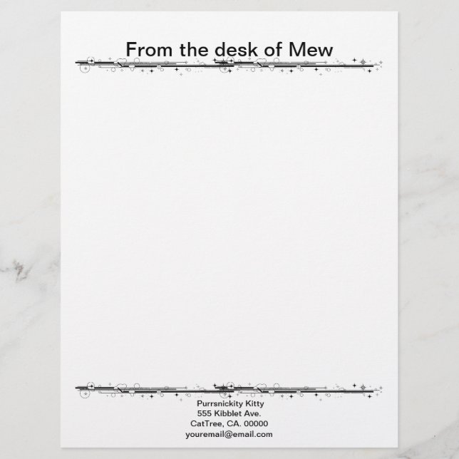 Cosmic Cat Star Custom Letterhead (Front)