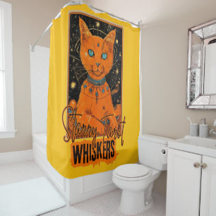 Cosmic Cat Tarot Reader Orange Cat Art Shower Curtain