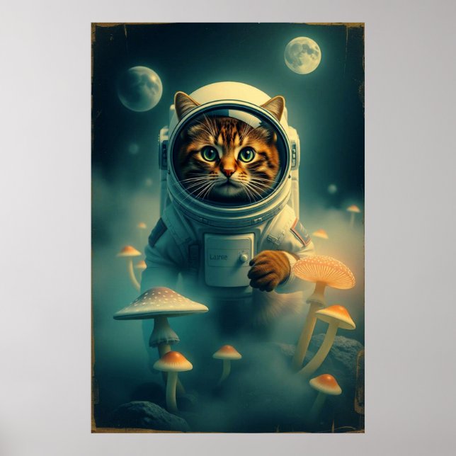 Cosmic Cat Trip: Retro Space Dreams Poster (Front)
