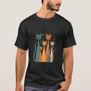 Cosmic Cats Under Night Sky T-Shirt