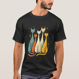 Cosmic Cats Under Night Sky T-Shirt