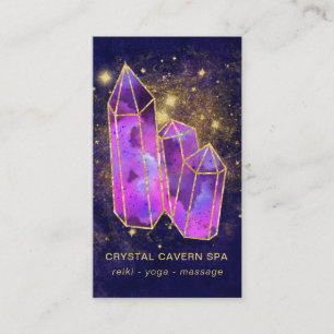 *~* Cosmic Celestial Crystals Gold Glitter Business Card