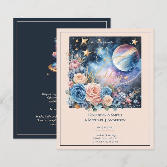 Cosmic Celestial Galaxy Starry Night Navy Blue (Front/Back)