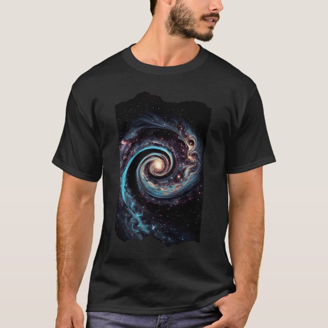 Cosmic Celestial Galaxy Swirl Artwork T-Shirt (Front)