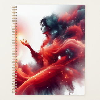 Cosmic Celestial Goddess Abstract Red Cloud Galaxy Planner