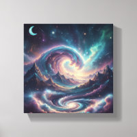 Cosmic Celestial Waves Wall Art | Moon & Ocean 